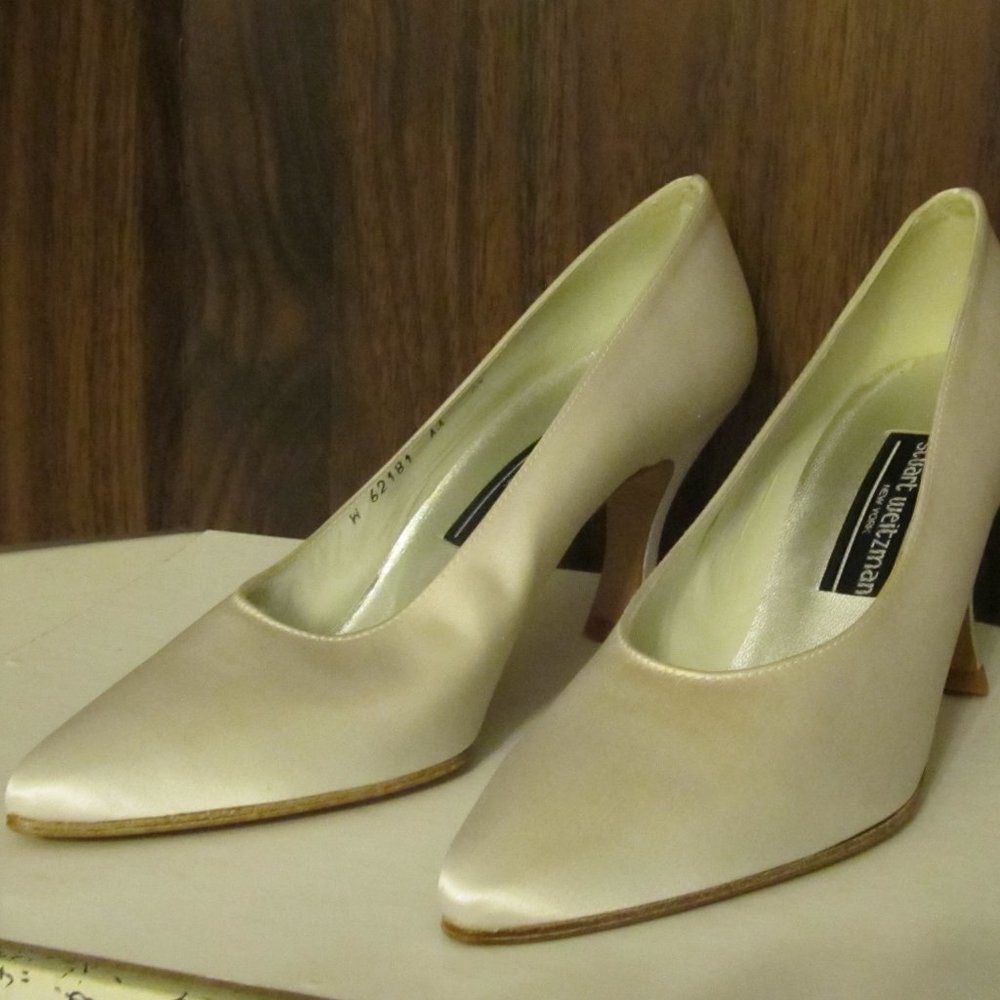 White Satin Heels